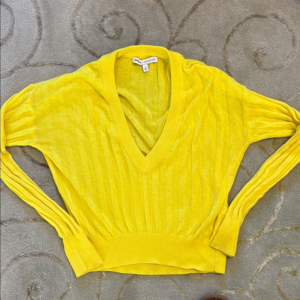 Yellow V-Neck Sweater Express x Olivia Culpo